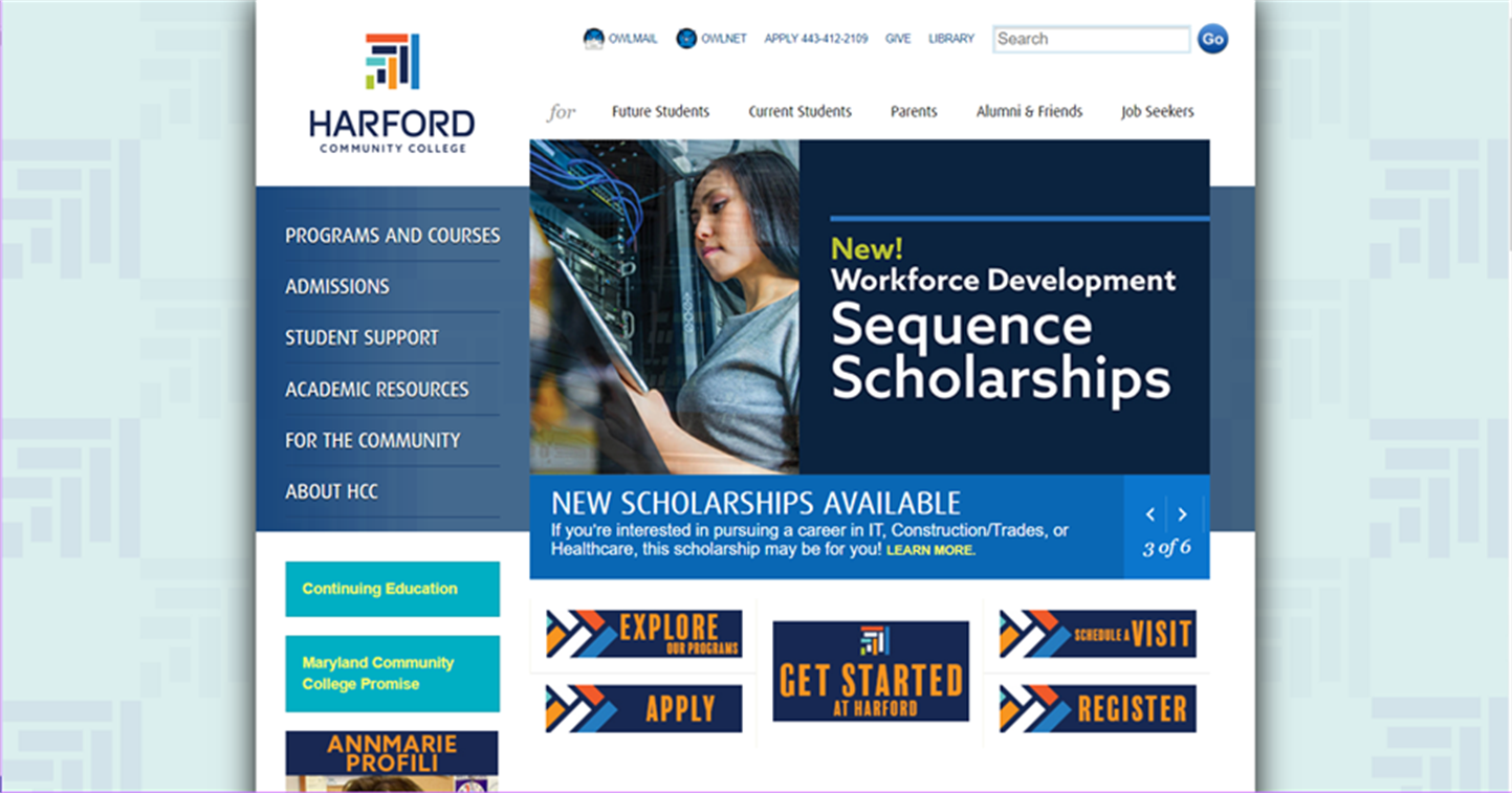 Title: Harford College home page
